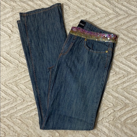 Eckered Sequin Waist Jeans Size 13 - Picture 5 of 10